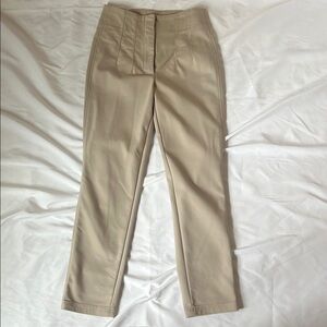 Massimo Dutti Beige High-Waisted Darted Trousers